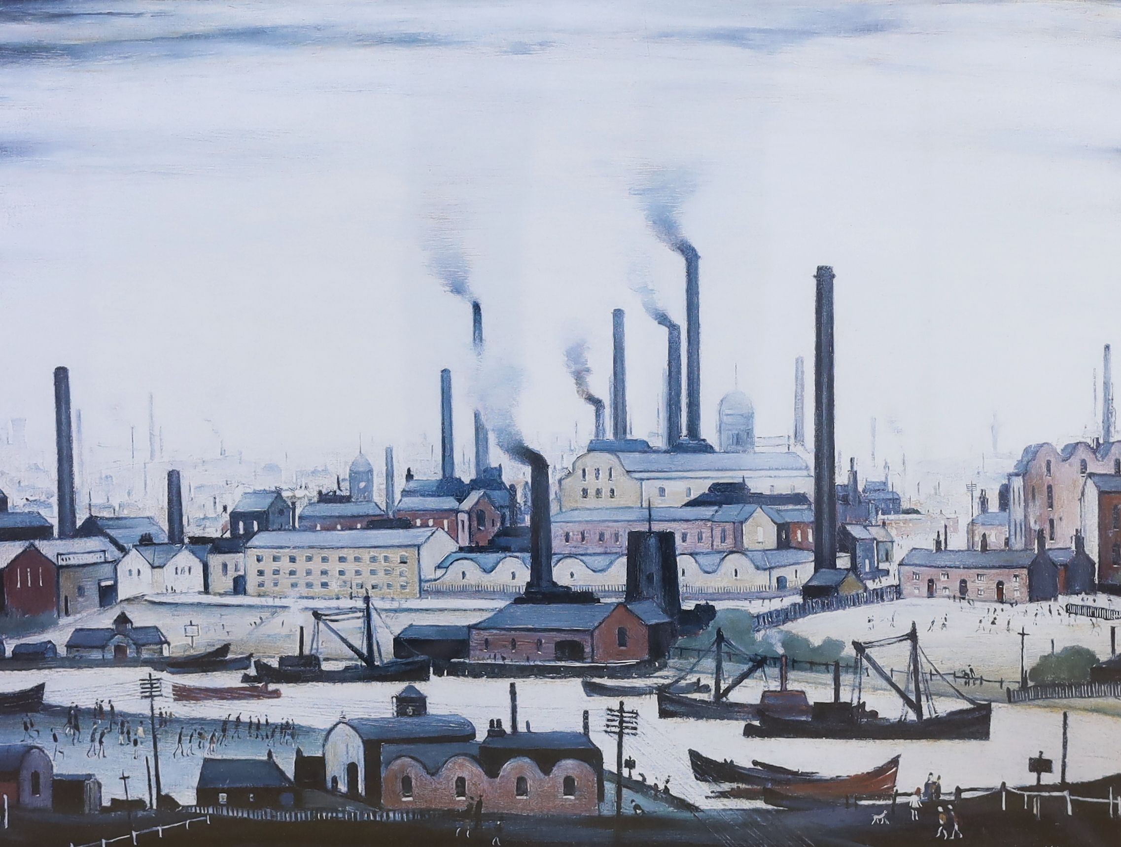 Lawrence Stephen Lowry, limited edition print, 'Riverbank', blind stamped and numbered 643/850, 39 x 50cm